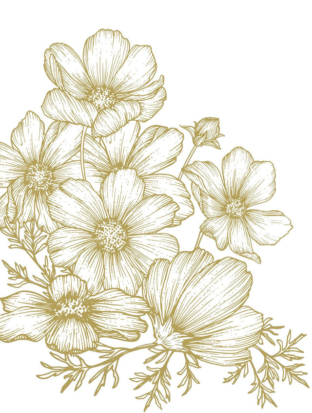 Veer Decor Poppies Linework Gold Wall Mural