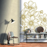 Veer Decor Poppies Linework Gold Wall Mural