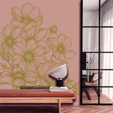 Veer Decor Poppies Linework Pink Wall Mural