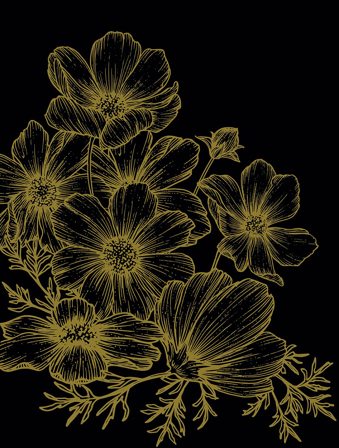 Veer Decor Poppies Linework Black Wall Mural