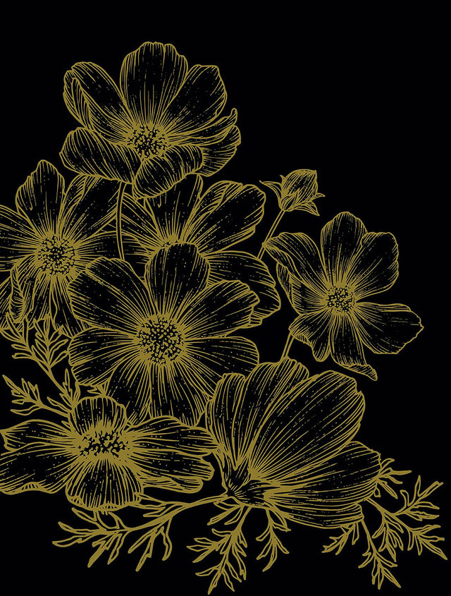 Veer Decor Poppies Linework Black Wall Mural