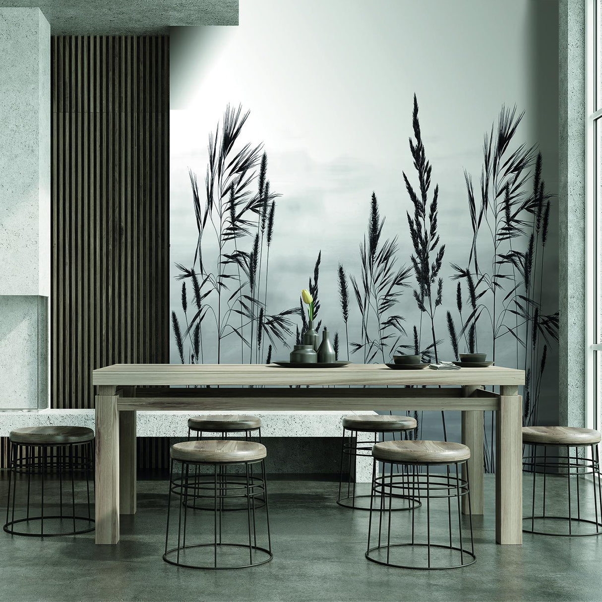 Veer Decor Willow Grass White Wall Mural