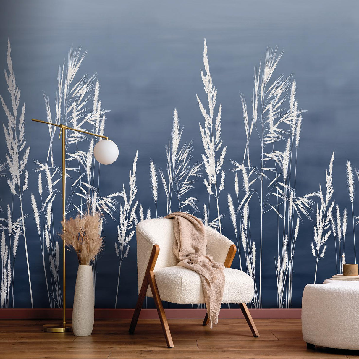 Veer Decor Willow Grass Navy Wall Mural