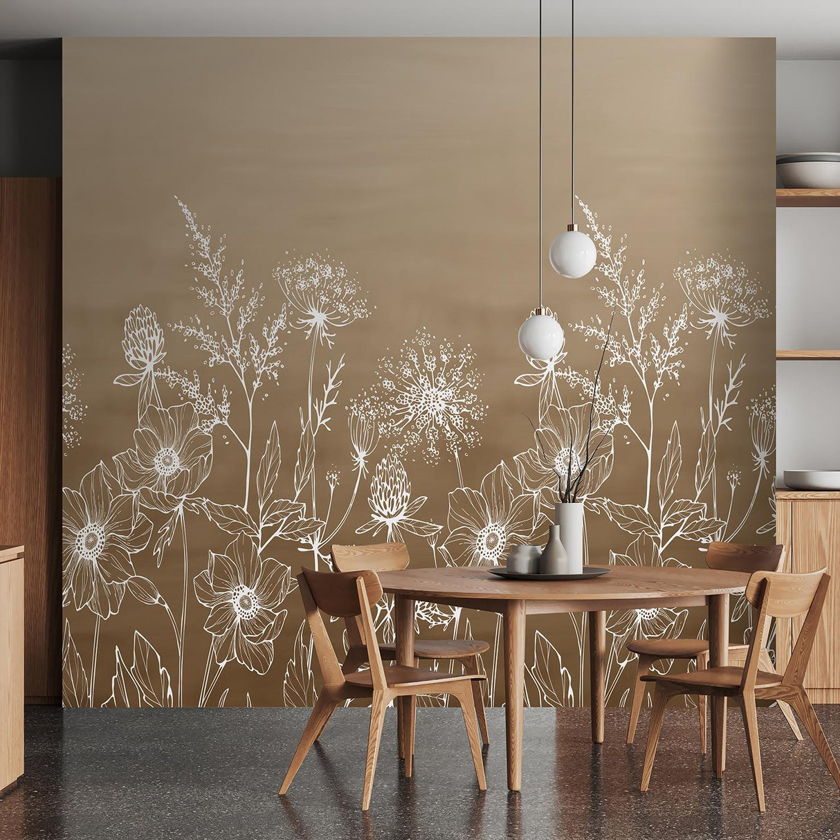 Veer Decor Wild Flora Sketch Taupe Wall Mural