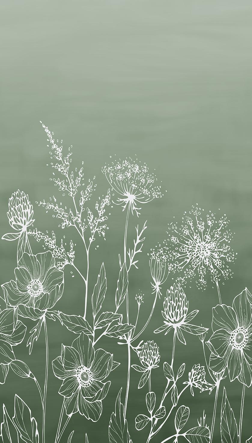 Veer Decor Wild Flora Sketch Green Wall Mural