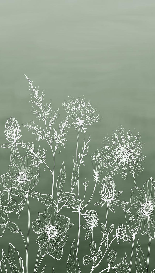 Veer Decor Wild Flora Sketch Green Wall Mural