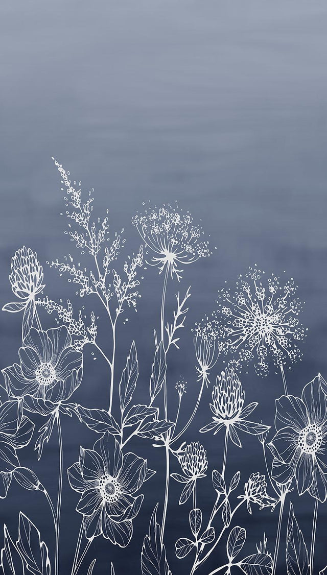 Veer Decor Wild Flora Sketch Navy Wall Mural
