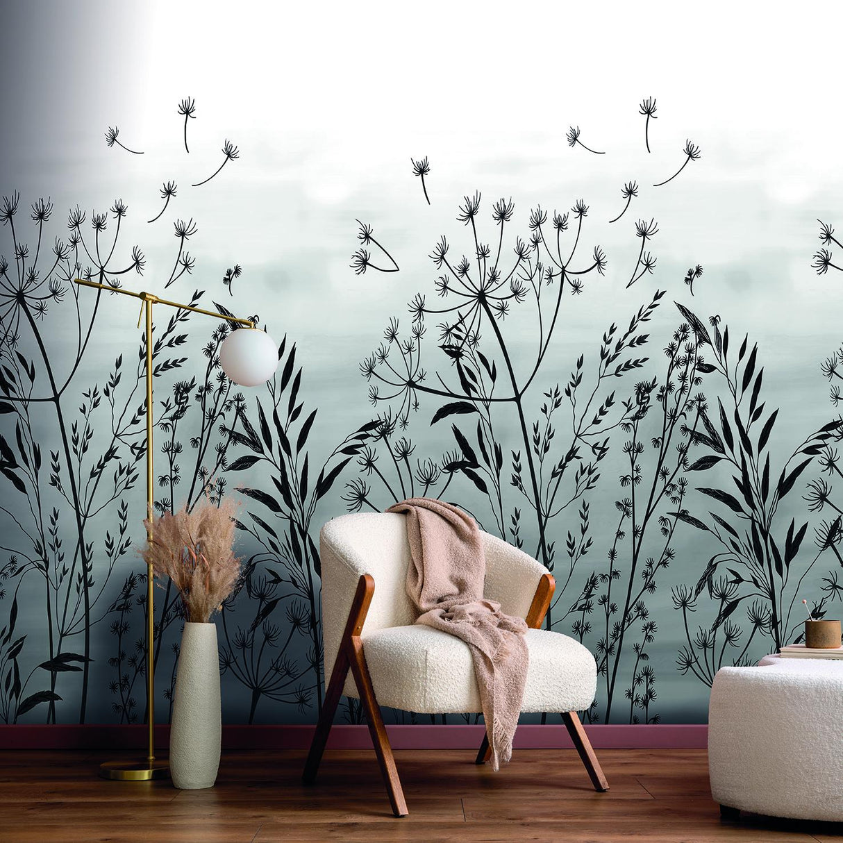 Veer Decor Dandelion Drift White Wall Mural
