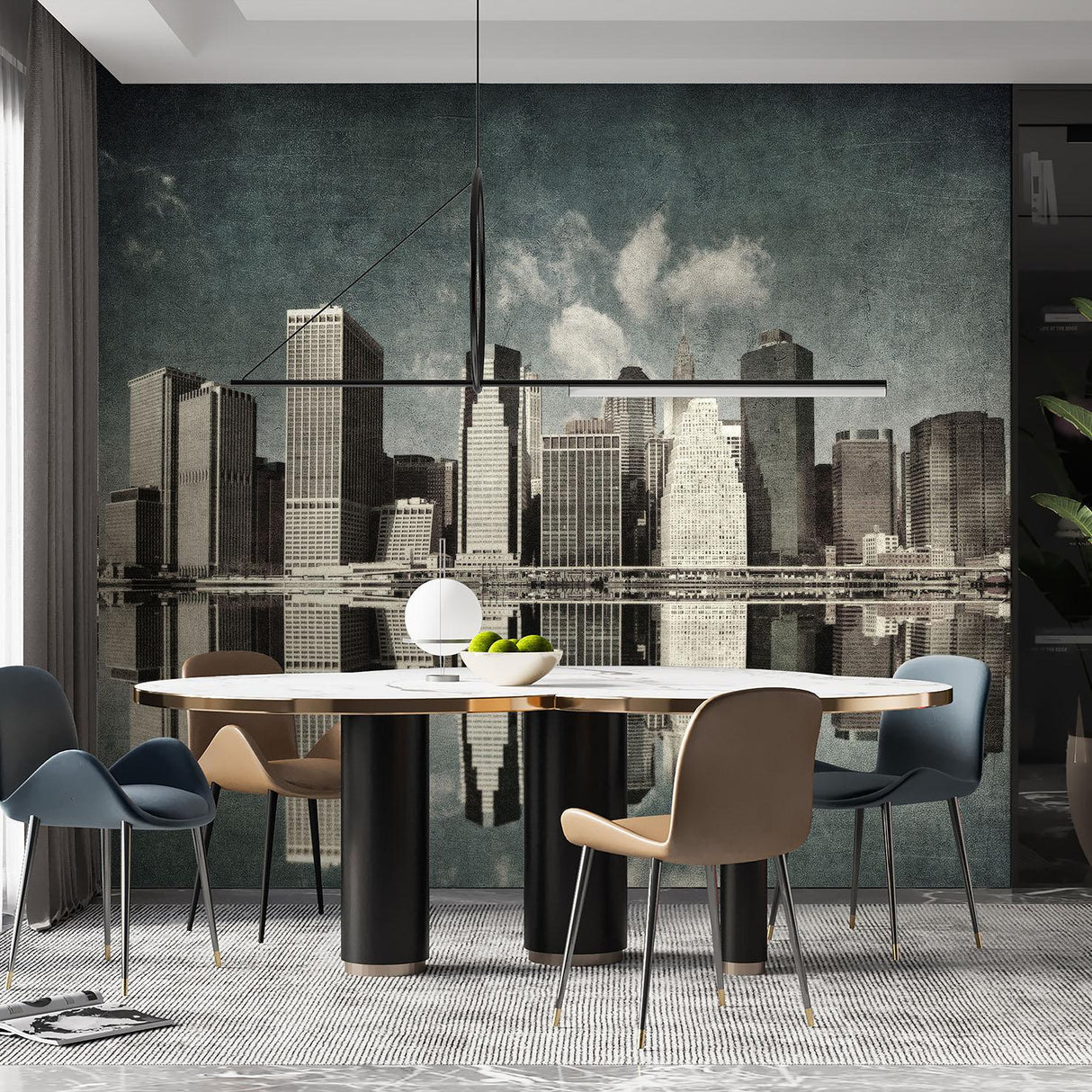 Veer Decor City Skyline Reflections Wall Mural