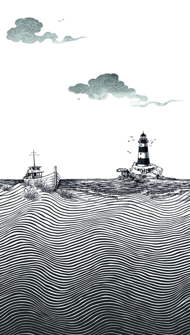 Veer Decor Tides and Beacon Black Wall Mural