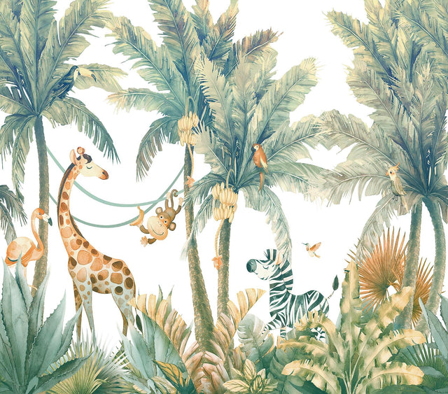 Veer Decor Jungle Jamboree White Wall Mural