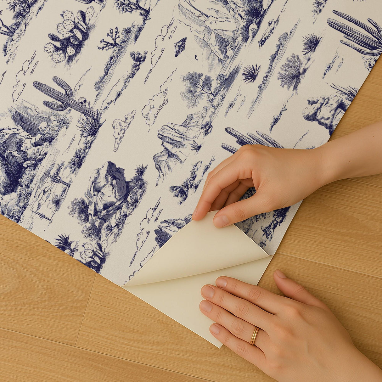 Veer Decor Area 51 Novelty Toile Navy Blue Peel and Stick Wallpaper