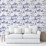 Veer Decor Area 51 Novelty Toile Navy Blue Peel and Stick Wallpaper