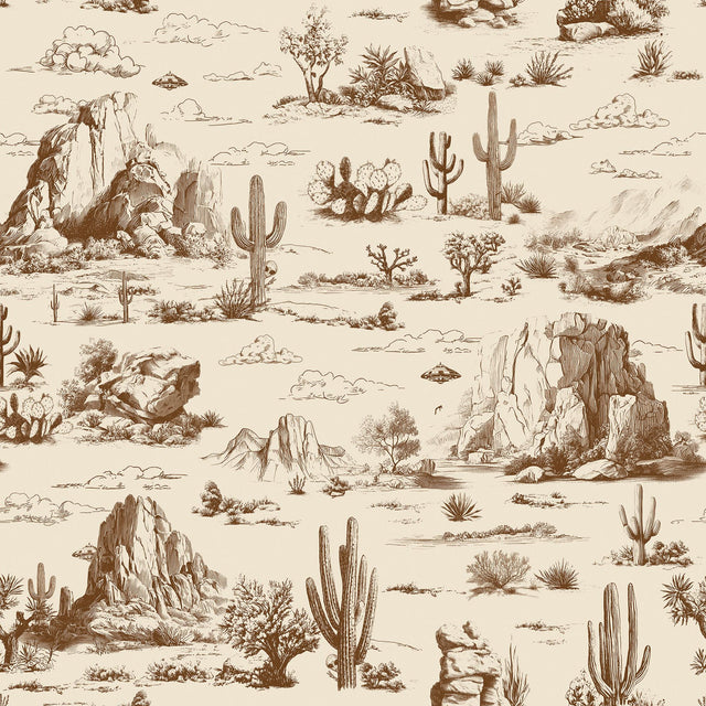 Veer Decor Area 51 Novelty Toile Brown Peel and Stick Wallpaper