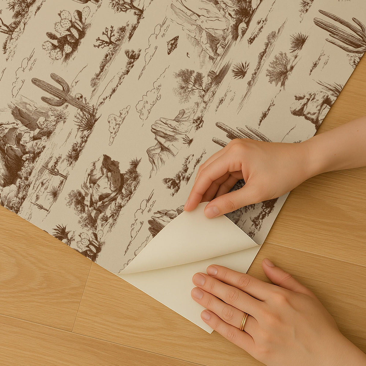 Veer Decor Area 51 Novelty Toile Brown Peel and Stick Wallpaper