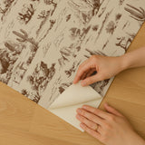 Veer Decor Area 51 Novelty Toile Brown Peel and Stick Wallpaper