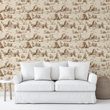 Veer Decor Area 51 Novelty Toile Brown Peel and Stick Wallpaper