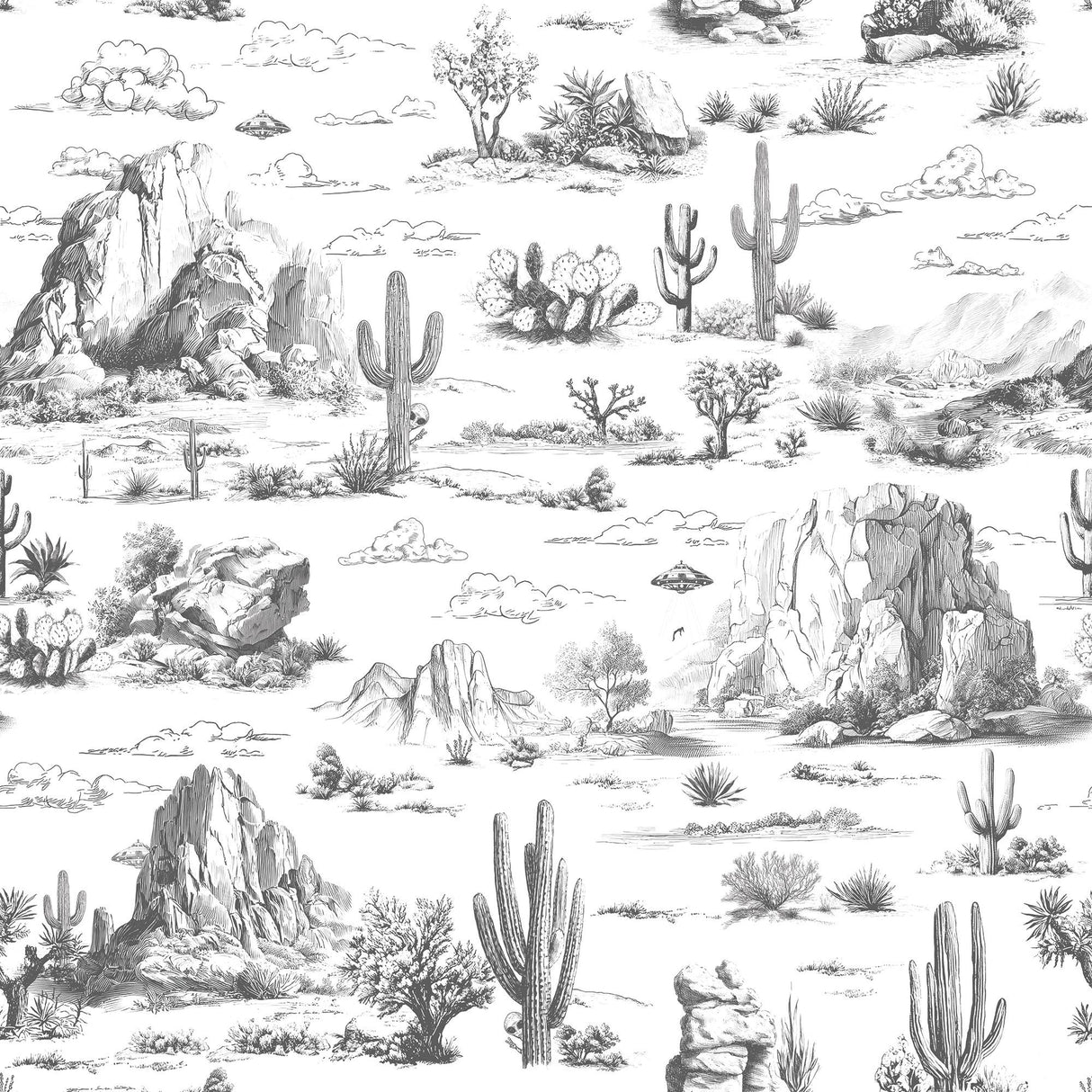 Veer Decor Area 51 Novelty Toile Grey Peel and Stick Wallpaper