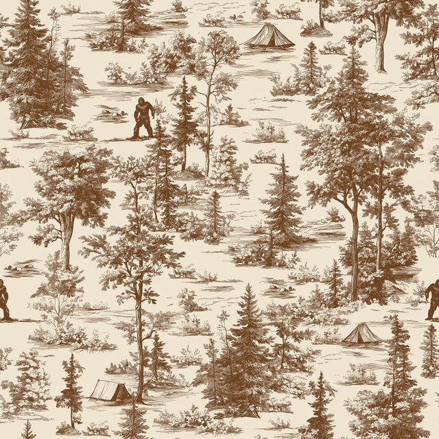 Veer Decor Bigfoot Novelty Toile Brown Peel and Stick Wallpaper