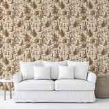 Veer Decor Bigfoot Novelty Toile Brown Peel and Stick Wallpaper