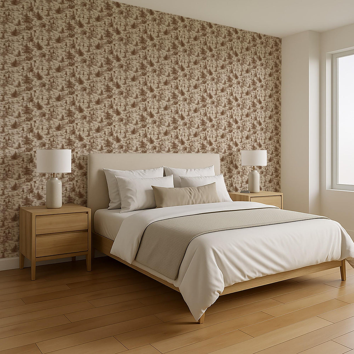 Veer Decor Bigfoot Novelty Toile Brown Peel and Stick Wallpaper