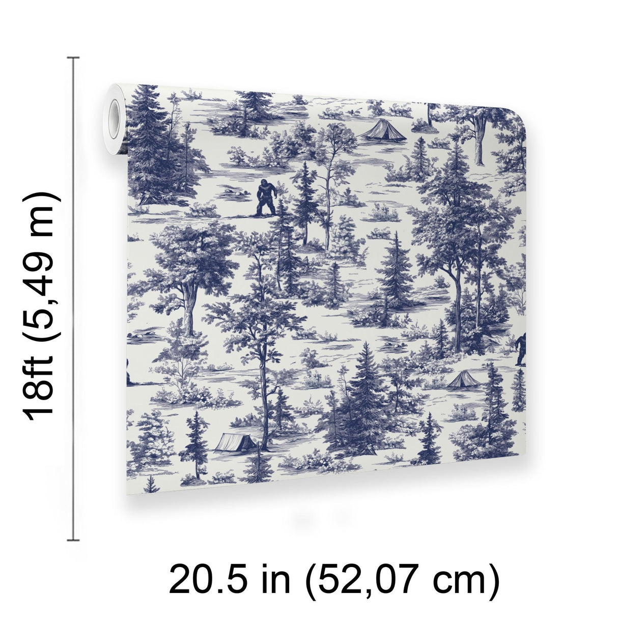 Veer Decor Bigfoot Novelty Toile Navy Blue Peel and Stick Wallpaper