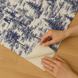 Veer Decor Bigfoot Novelty Toile Navy Blue Peel and Stick Wallpaper