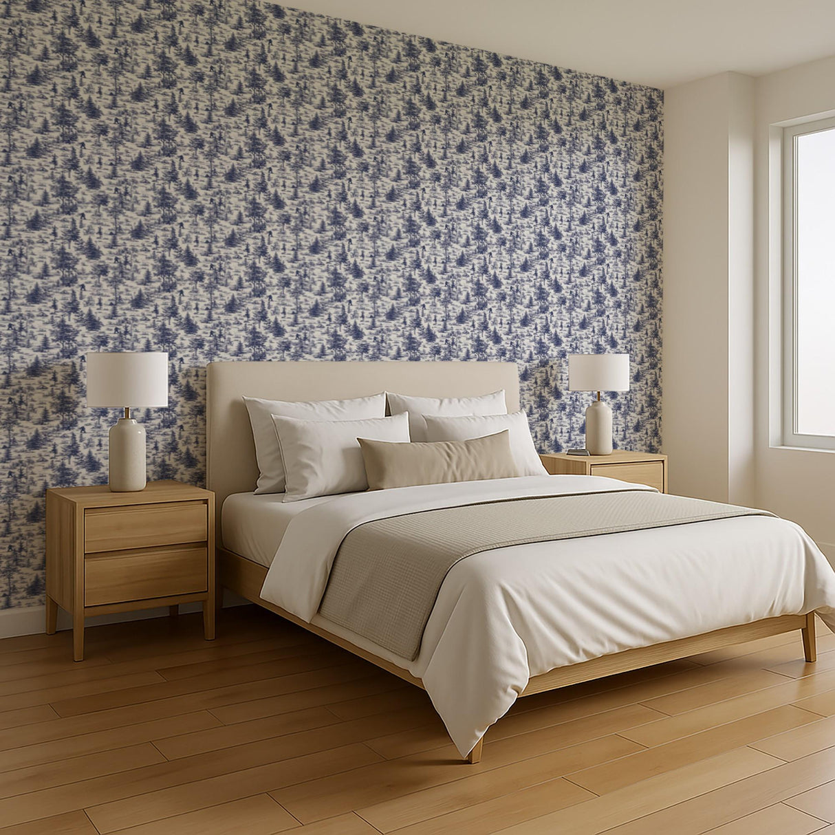 Veer Decor Bigfoot Novelty Toile Navy Blue Peel and Stick Wallpaper