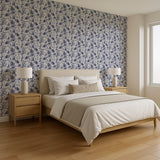 Veer Decor Bigfoot Novelty Toile Navy Blue Peel and Stick Wallpaper
