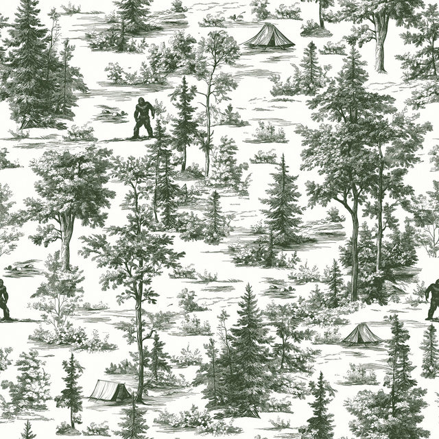 Veer Decor Bigfoot Novelty Toile Green Peel and Stick Wallpaper
