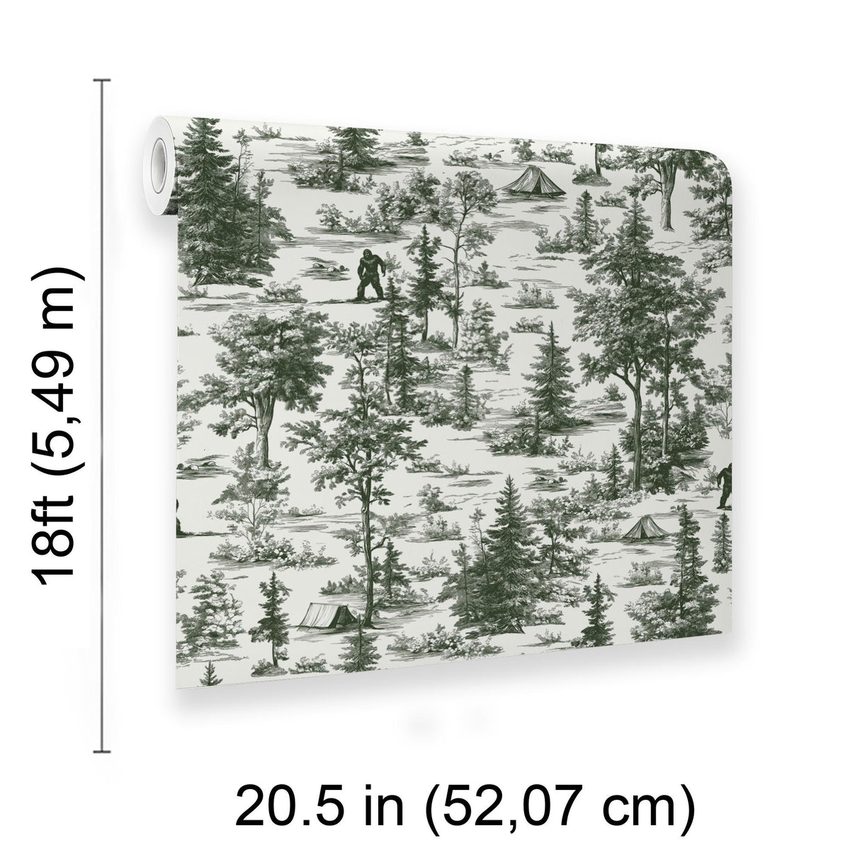 Veer Decor Bigfoot Novelty Toile Green Peel and Stick Wallpaper