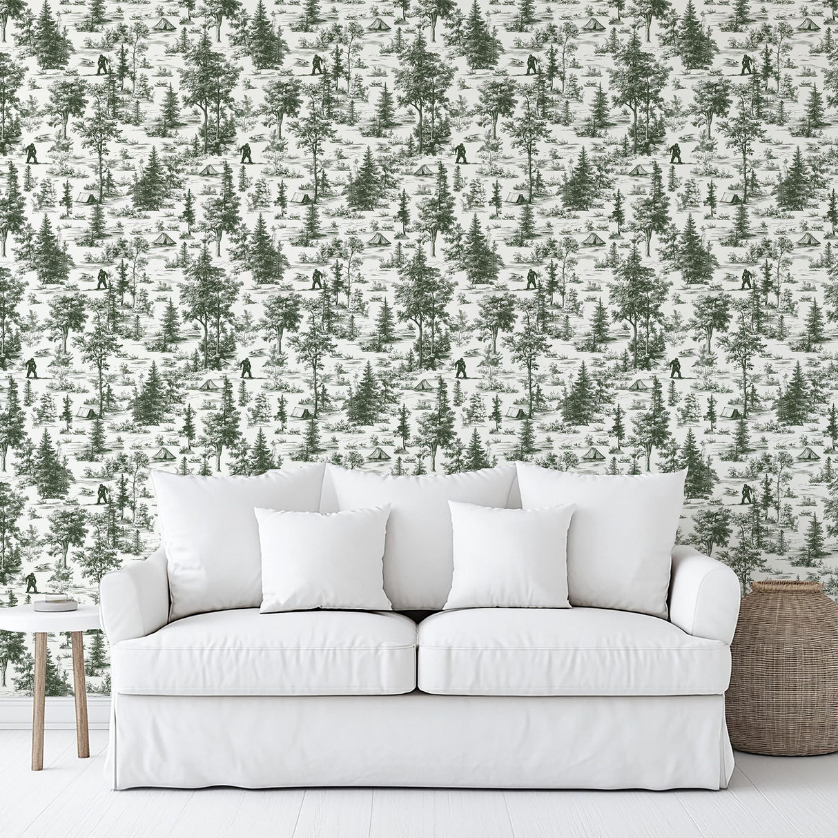 Veer Decor Bigfoot Novelty Toile Green Peel and Stick Wallpaper