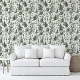 Veer Decor Bigfoot Novelty Toile Green Peel and Stick Wallpaper