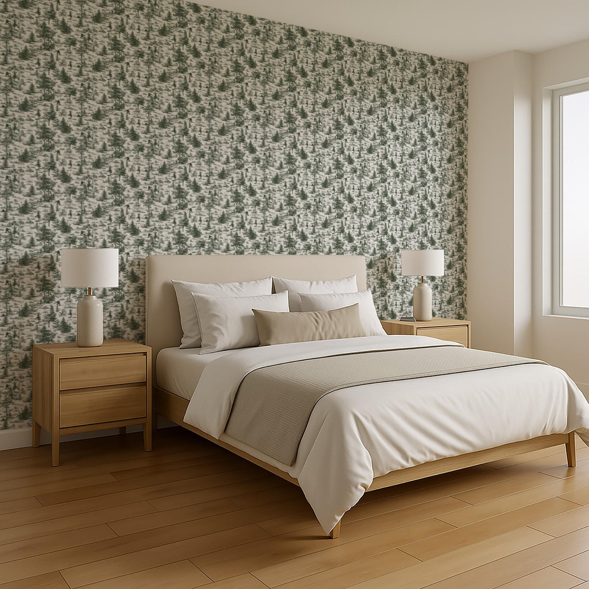Veer Decor Bigfoot Novelty Toile Green Peel and Stick Wallpaper