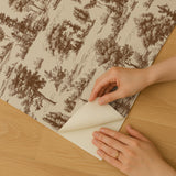 Veer Decor Mothman Novelty Toile Brown Peel and Stick Wallpaper