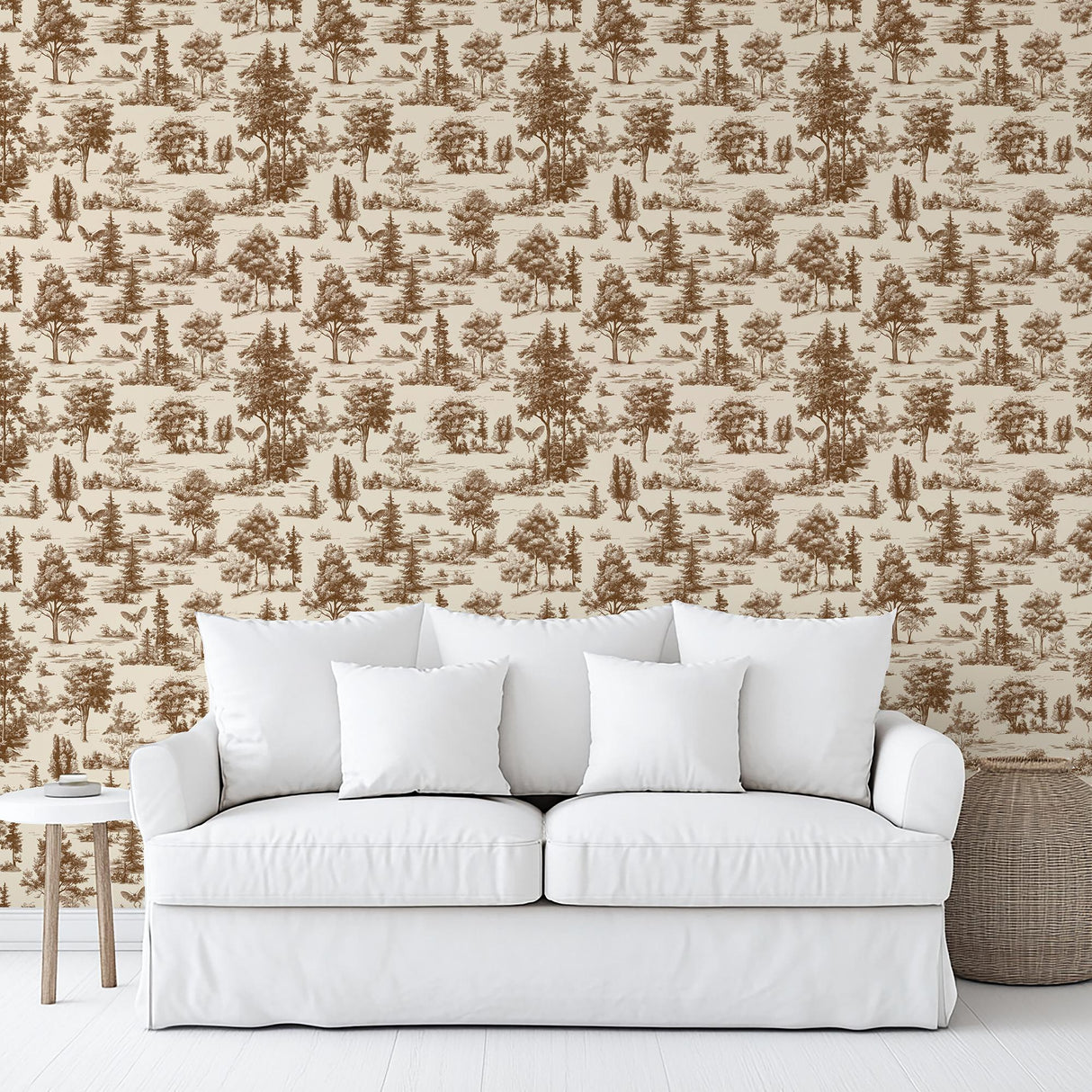 Veer Decor Mothman Novelty Toile Brown Peel and Stick Wallpaper