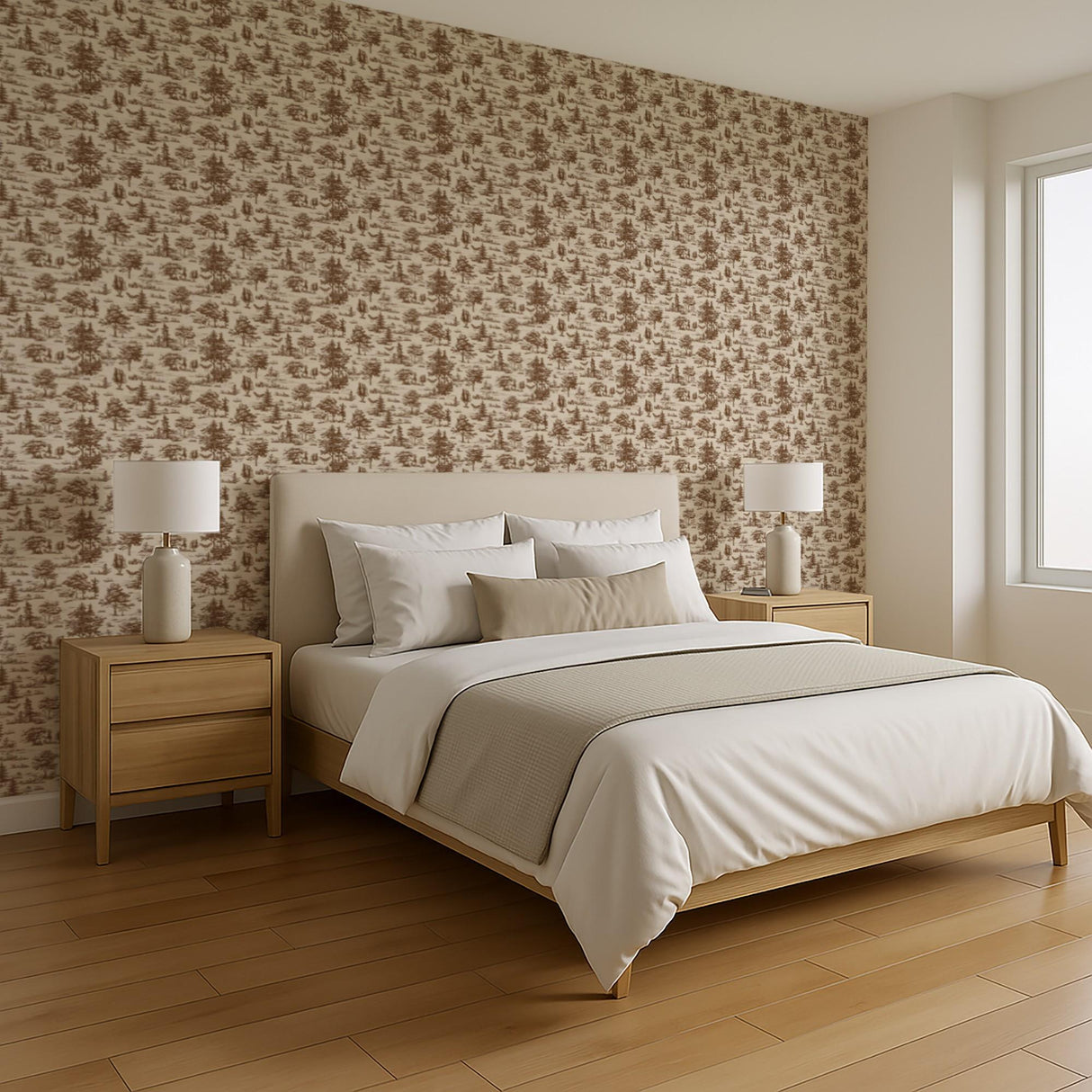 Veer Decor Mothman Novelty Toile Brown Peel and Stick Wallpaper