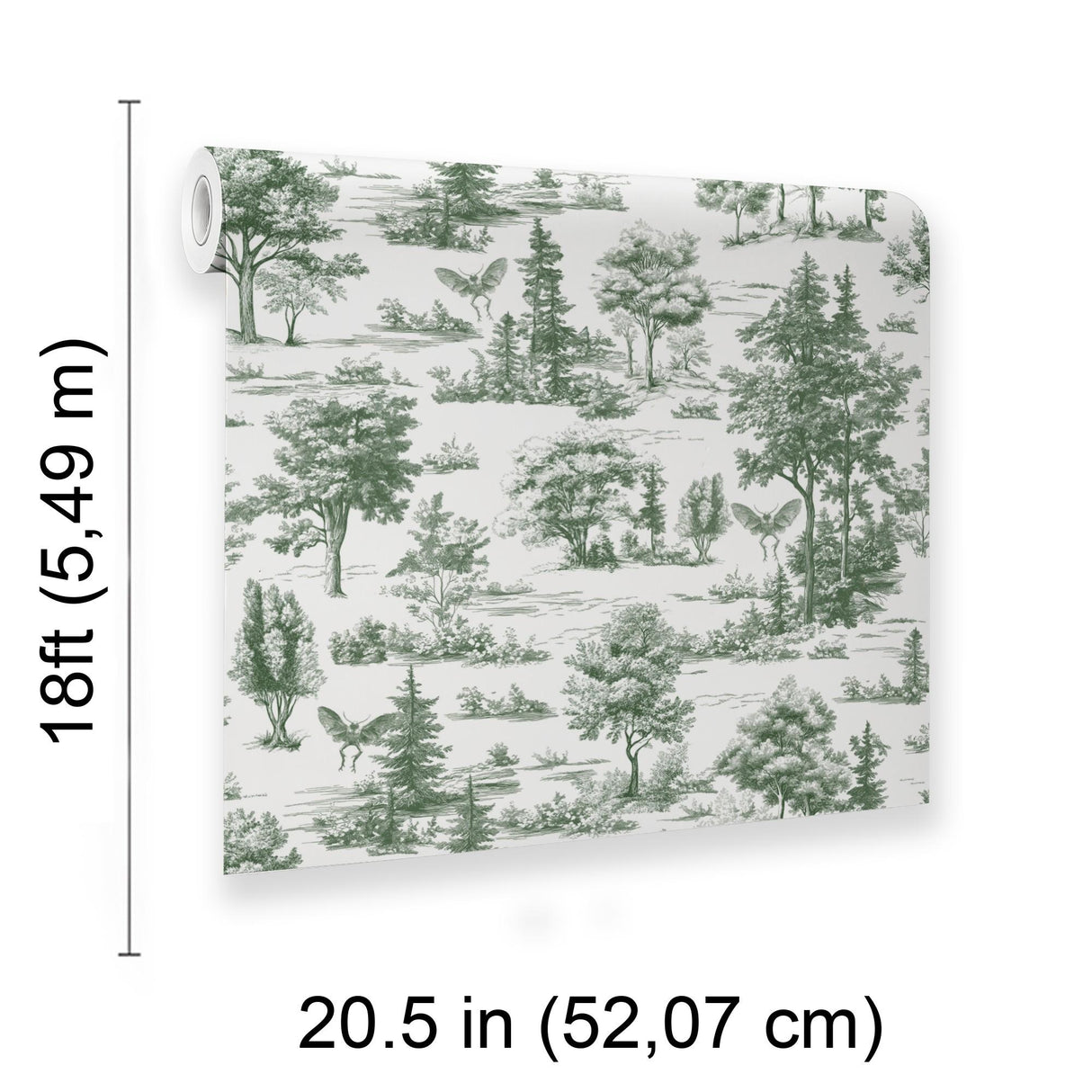 Veer Decor Mothman Novelty Toile Green Peel and Stick Wallpaper
