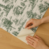 Veer Decor Mothman Novelty Toile Green Peel and Stick Wallpaper