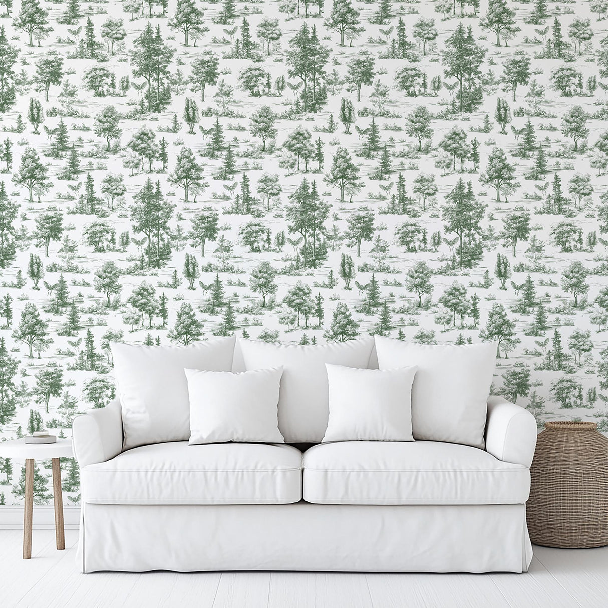 Veer Decor Mothman Novelty Toile Green Peel and Stick Wallpaper