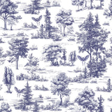 Veer Decor Mothman Novelty Toile Navy Blue Peel and Stick Wallpaper
