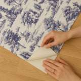 Veer Decor Mothman Novelty Toile Navy Blue Peel and Stick Wallpaper