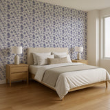 Veer Decor Mothman Novelty Toile Navy Blue Peel and Stick Wallpaper