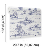 Veer Decor Nessie Novelty Toile Blue Peel and Stick Wallpaper