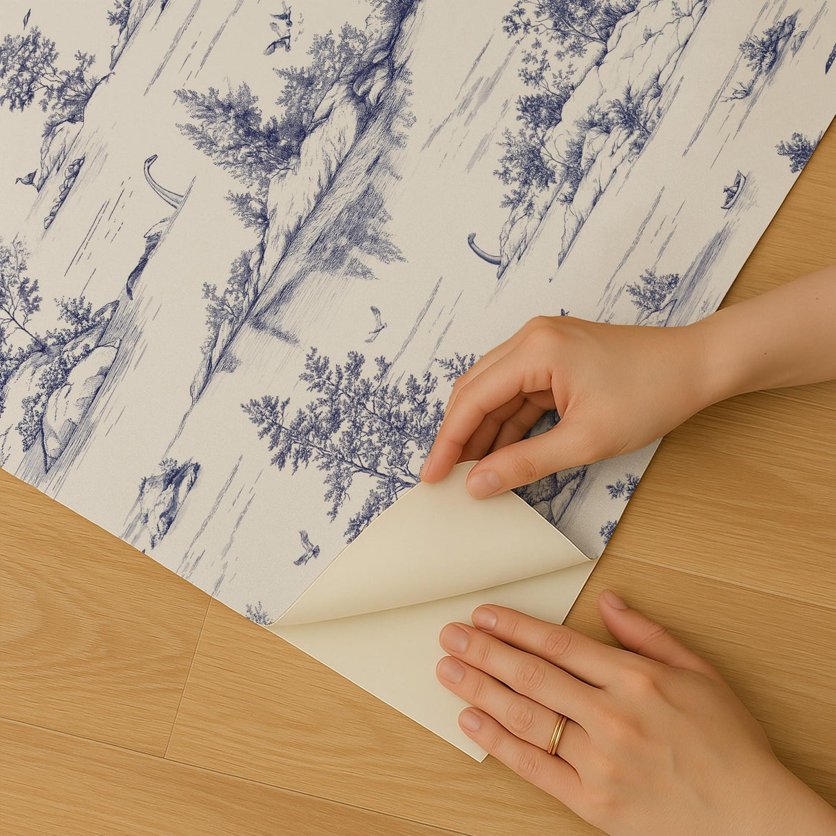 Veer Decor Nessie Novelty Toile Blue Peel and Stick Wallpaper