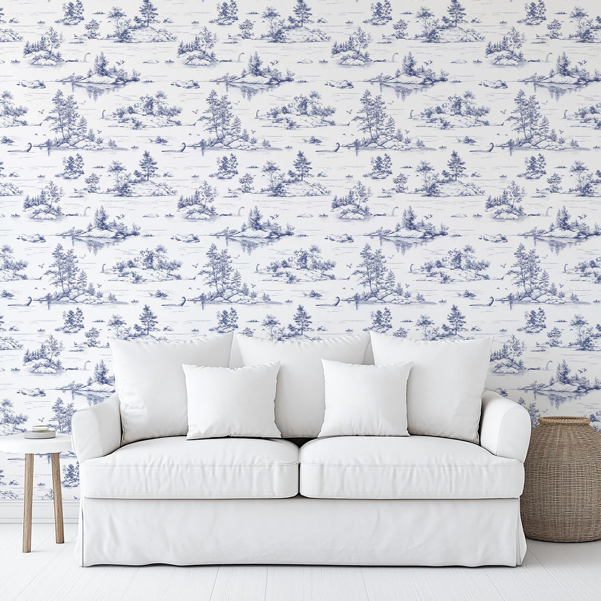 Veer Decor Nessie Novelty Toile Blue Peel and Stick Wallpaper