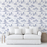 Veer Decor Nessie Novelty Toile Blue Peel and Stick Wallpaper