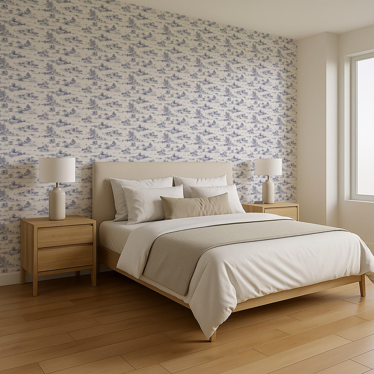 Veer Decor Nessie Novelty Toile Blue Peel and Stick Wallpaper