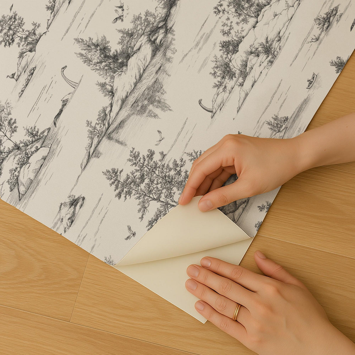 Veer Decor Nessie Novelty Toile Grey Peel and Stick Wallpaper