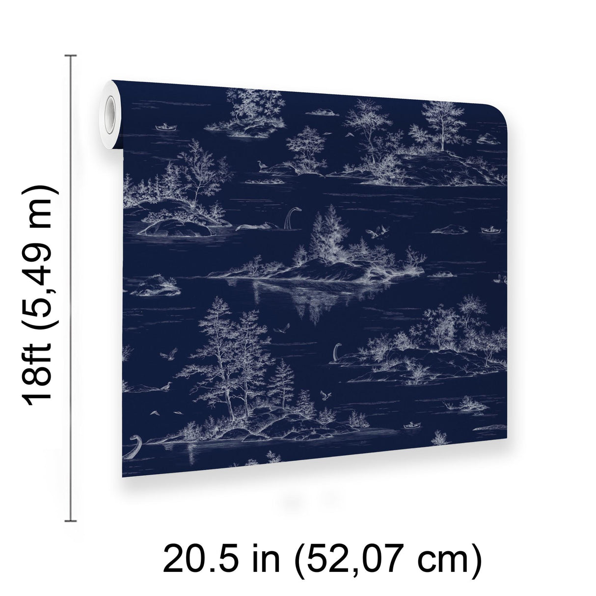 Veer Decor Nessie Novelty Toile Navy Ground Peel and Stick Wallpaper